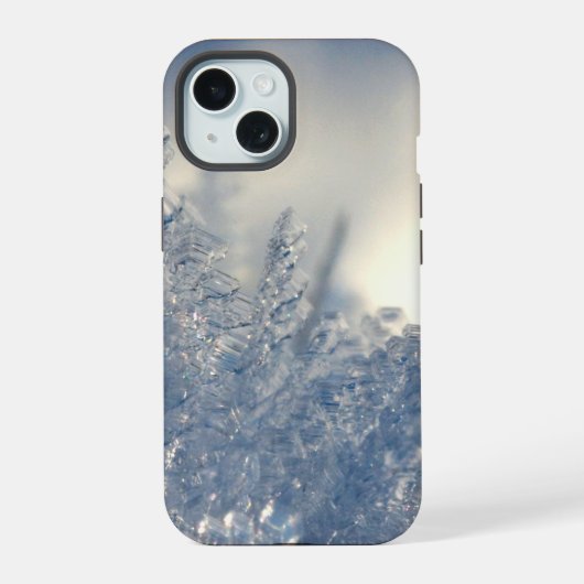Scherptedieptefotografie van ijsscherven iPhone 15 case (Achterkant)