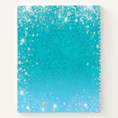 Schetchbook blauwgroen blauwe glitter aqua groene notitieboek (Achterkant)