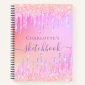 Schetchbook blush roze irdescent name notitieboek (Voorkant)