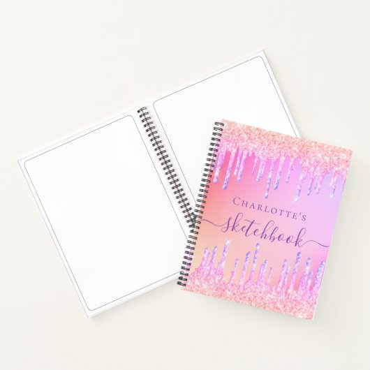 Schetchbook blush roze irdescent name notitieboek (Binnen)