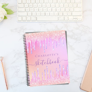 Schetchbook blush roze irdescent name notitieboek