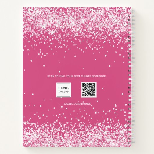 Schetchbook roze blush glitter name script notitieboek (Achterkant)