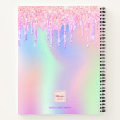 Schetchbook roze paarse glitter iridescent name notitieboek (Achterkant)