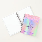 Schetchbook roze paarse glitter iridescent name notitieboek (Binnen)