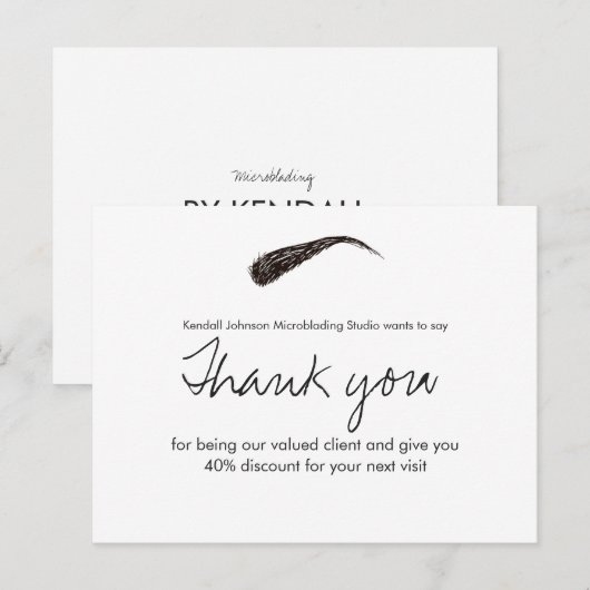 Schetched Brow Microblading Dank Je Korting Briefkaart (Voorkant / Achterkant)