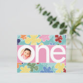 Schetchy Flowers First Birthday Pink Kaart (Staand voorkant)
