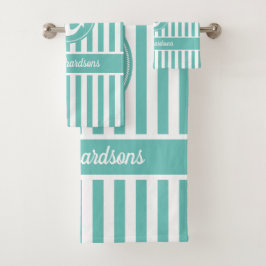 Schetelanker met touw licht turquoise en witte str bad handdoek