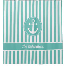 Schetelanker met touw licht turquoise en witte str