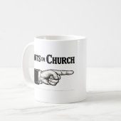 Scheten in de kerk grappige mok (Voorkant links)