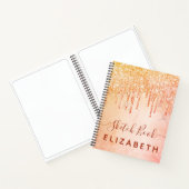 Schetkookboek koraal roos goud roze glitter druppe notitieboek (Binnen)