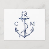 Schets anker wit RSVP maritiem Uitnodiging Briefkaart (Voorkant)