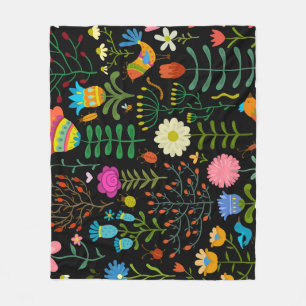 Schets bloemenmotief, naadloos artistiek patroon. fleece deken