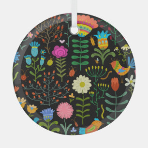 Schets bloemenmotief, naadloos artistiek patroon. glas ornament