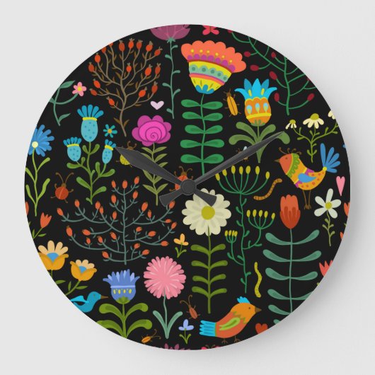 Schets bloemenmotief, naadloos artistiek patroon. grote klok (Voorkant)