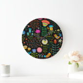 Schets bloemenmotief, naadloos artistiek patroon. grote klok (Huis)