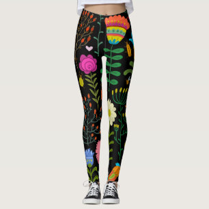 Schets bloemenmotief, naadloos artistiek patroon. leggings