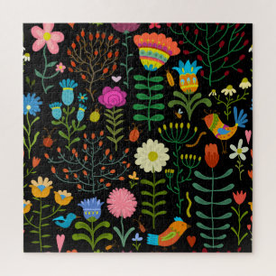 Schets bloemenmotief, naadloos artistiek patroon. legpuzzel