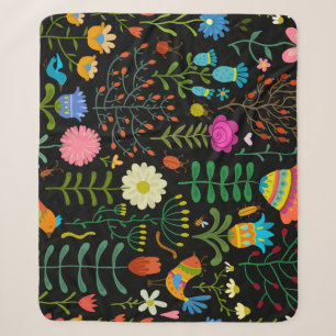 Schets bloemenmotief, naadloos artistiek patroon. sherpa deken