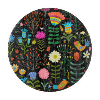 Schets bloemenmotief, naadloos artistiek patroon. snijplank