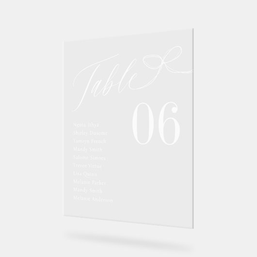 Schets Bow Script Gastennamen Zittingtabelnummer Acryl Bord (Hoek)