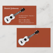 Schets, casual, ontspannen ukulele en gitaardocent visitekaartje (Voorkant / Achterkant)