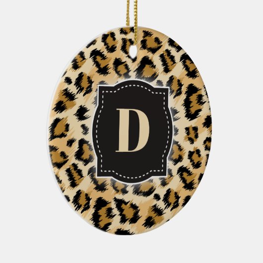 Schets Classic Leopard Pattern w / Aangepast Monog Keramisch Ornament (Rechts)