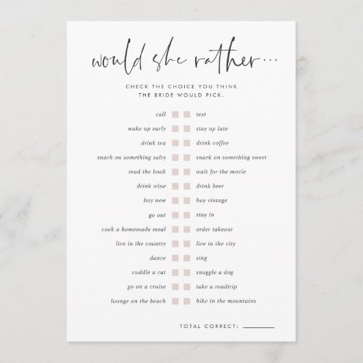 Schets de Dress & Bridal Trivia Game Kaart (Voorkant)