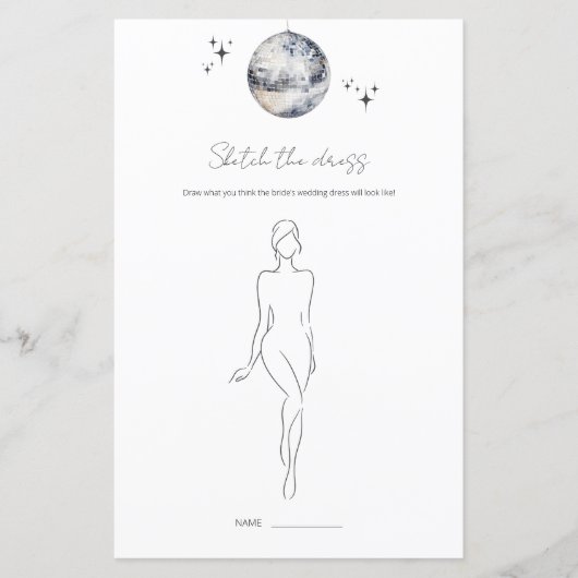 Schets de jurk Disco Ball Vrijgezellenfeest spel (Voorkant)