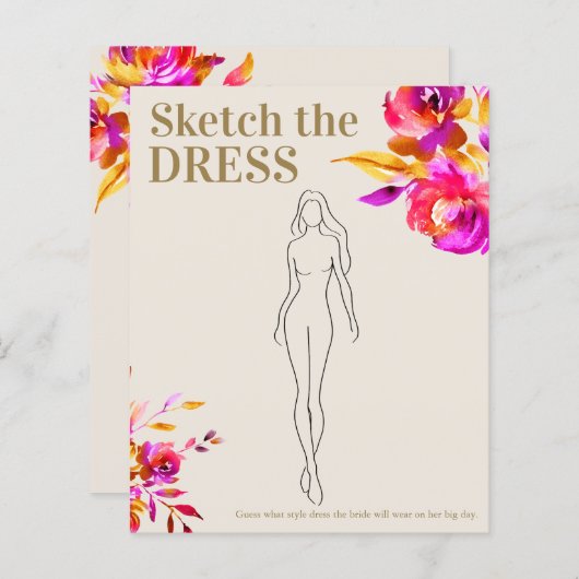 Schets de jurk Vrijgezellenfeest Game (Voorkant / Achterkant)