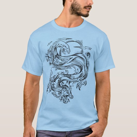 Schets Doodle Water Dragon T-Shirt (Voorkant)