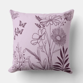 Schets esthetische bloemen en vlinders kussen