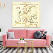 Schets Europa, bergen en rivieren Canvas Afdruk (Insitu (Woonkamer))