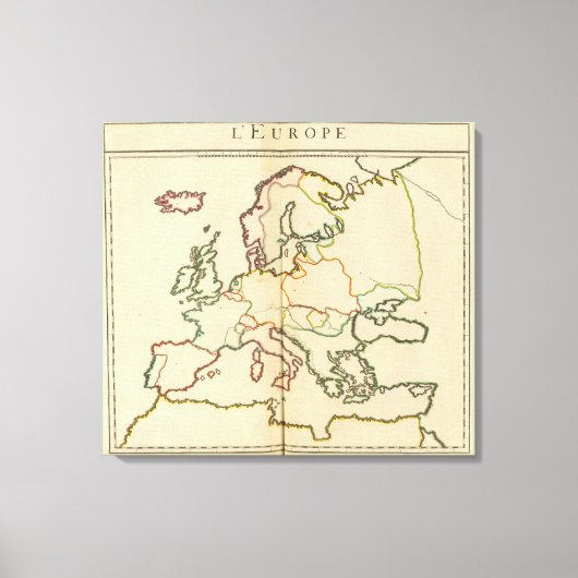Schets Europa, bergen en rivieren Canvas Afdruk (Voorkant)