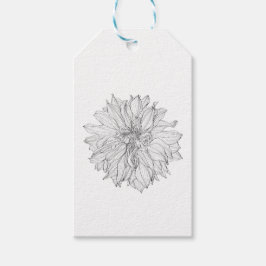 Schets Floral Dahlia bloem. Cadeaulabel