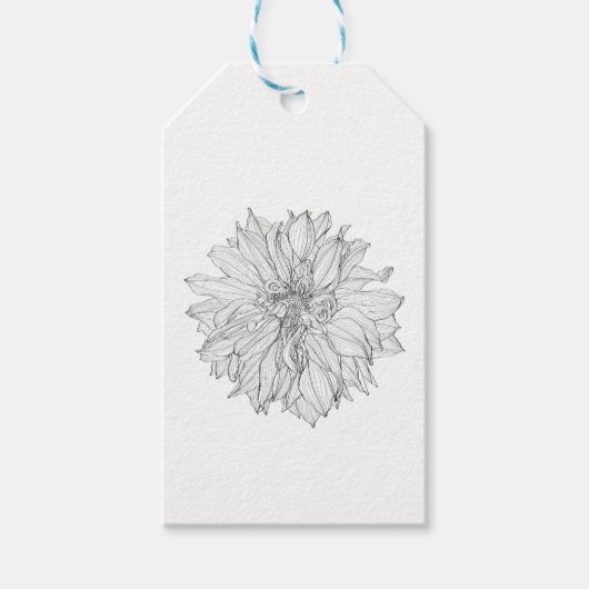 Schets Floral Dahlia bloem. Cadeaulabel (Voorkant)