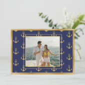 Schets Foto Gouden Ankers Kerstmis Kerstkaart (Staand voorkant)