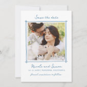 Schets grillige hand getrokken vierkante foto brui save the date (Voorkant)