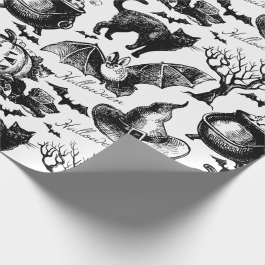 Schets Halloween naadloos patroon Cadeaupapier (Hoek)