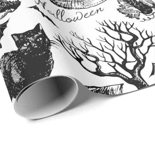 Schets Halloween naadloos patroon Cadeaupapier (Rol Hoek)