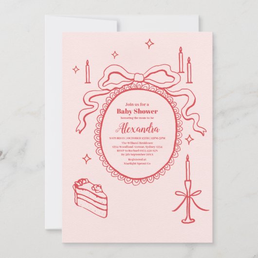 Schets Hand getrokken boog Baby shower Kaart (Voorkant)