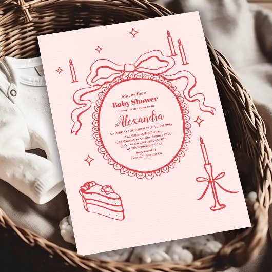 Schets Hand getrokken boog Baby shower Kaart