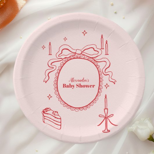 Schets Hand getrokken boog Baby shower Papieren Bordje