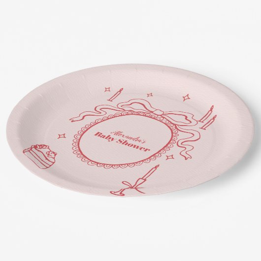 Schets Hand getrokken boog Baby shower Papieren Bordje (Gekanteld)