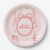 Schets Hand getrokken boog Baby shower Papieren Bordje (Voorkant)