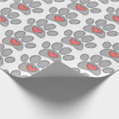 Schets Hond Poot Red Heart Art Cadeaupapier (Hoek)