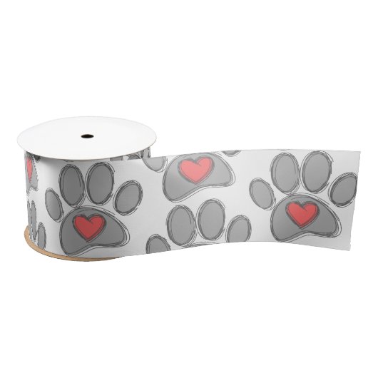 Schets Hond Poot Red Heart Art Satijnen Lint (Spoel)