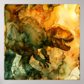 Schets in Oker Alcohol Ink Tyrannosaurus Poster (Voorkant)