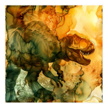 Schets in Oker Alcohol Ink Tyrannosaurus