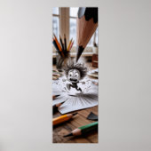 Schets komt tot leven - Creatieve Angst Tekening Poster (Voorkant)