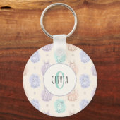 Schets Konijnen Monogram met Speelse Toets Sleutelhanger (Voorkant)